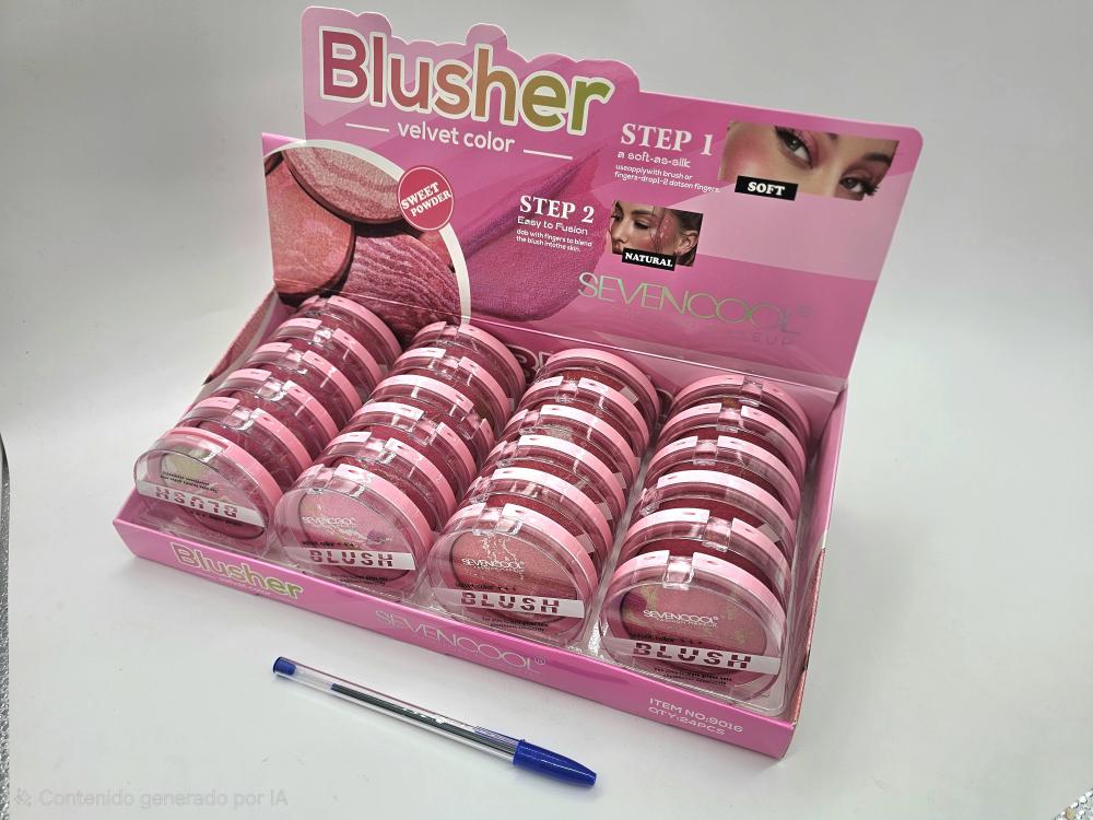RUBOR VELVET COLOR SHINE SEVENCOOL BLUSHER 5027 EN CAJA X 24 C/U
