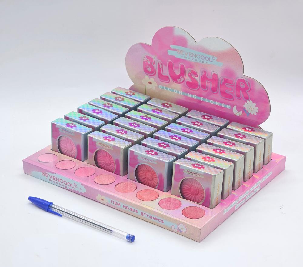 RUBOR BLOOMING EN CAJA CUADRADA SEVENCOOL N9116 EN EXIVIDOR Y MUESTRA 5031