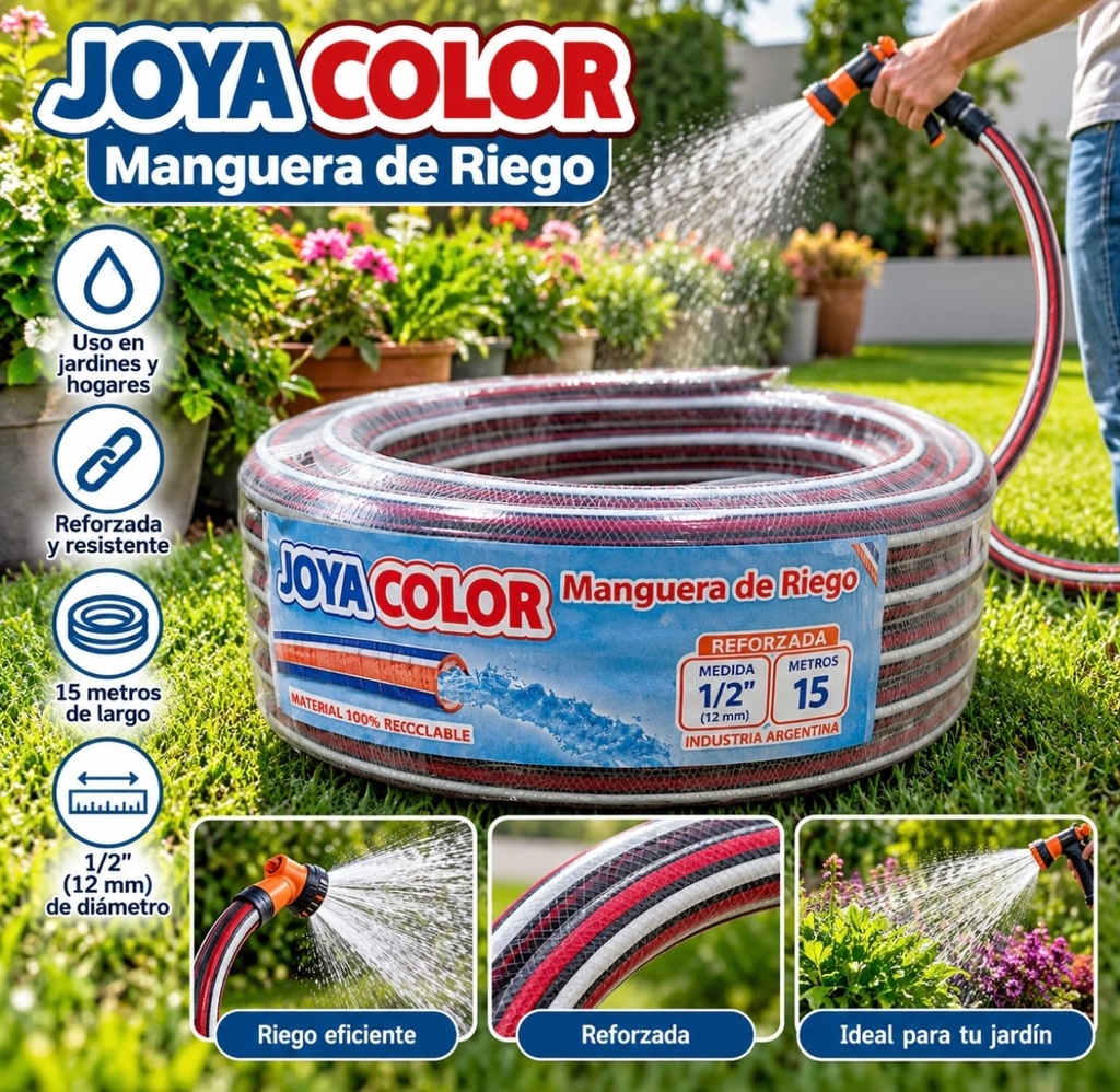 MANGUERA DE RIEGO 1/2" X 15 MTRS