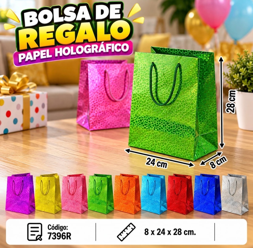 N°2 BOLSA DE REGALO METALIZADA  24X28  7396R RJ4389