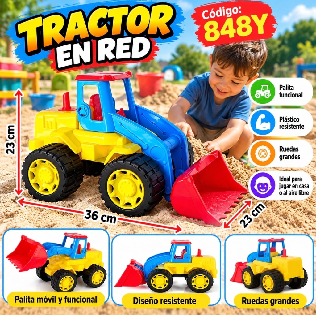 TRACTOR PLASTICO GRANDE EN RED 35 X 20 CM 848Y