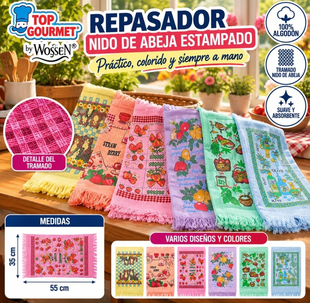 REPASADOR TOALLA ECO ESTAMPADO FLECOS 8778