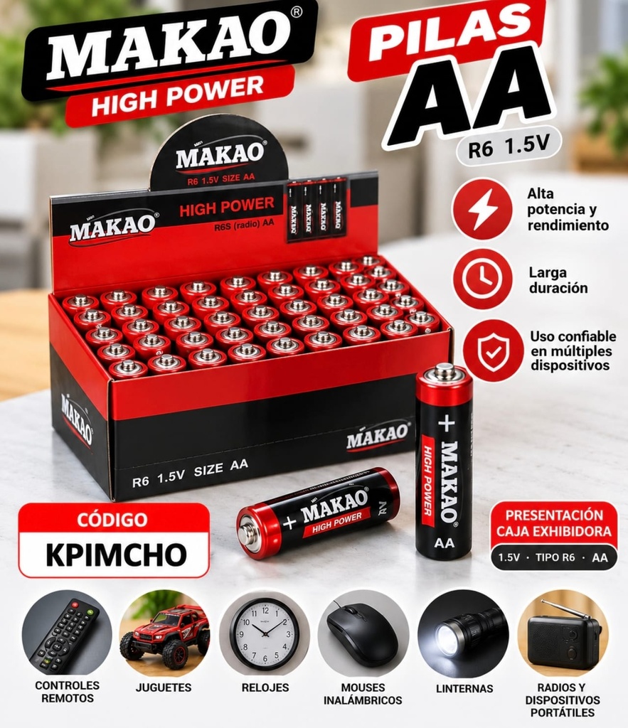 PILA MAKAO AA CAJA X 50 PRECIO UNITARIO KPIMCHO