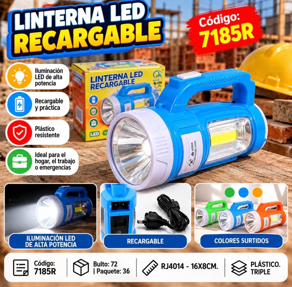 LINTERNA LED 1968S RECARGABLE 2 EN 1 RJ4014 EN CAJA