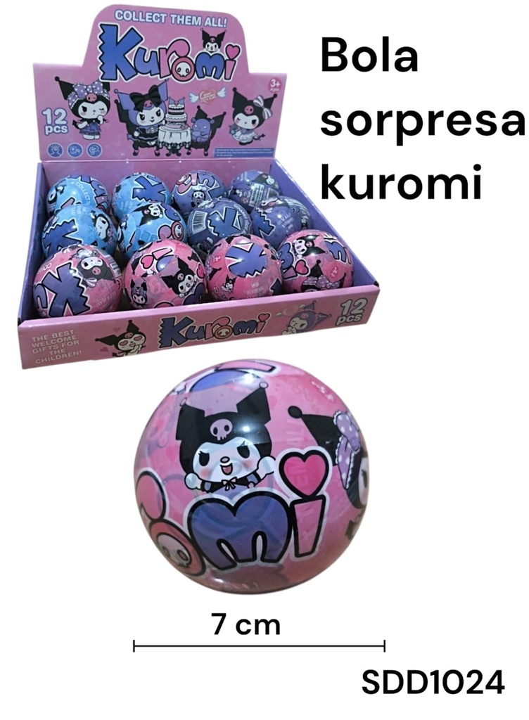 BOLA KUROMI SORPRESA 7 CM EN CAJA EXIBIDORA SDD1024
