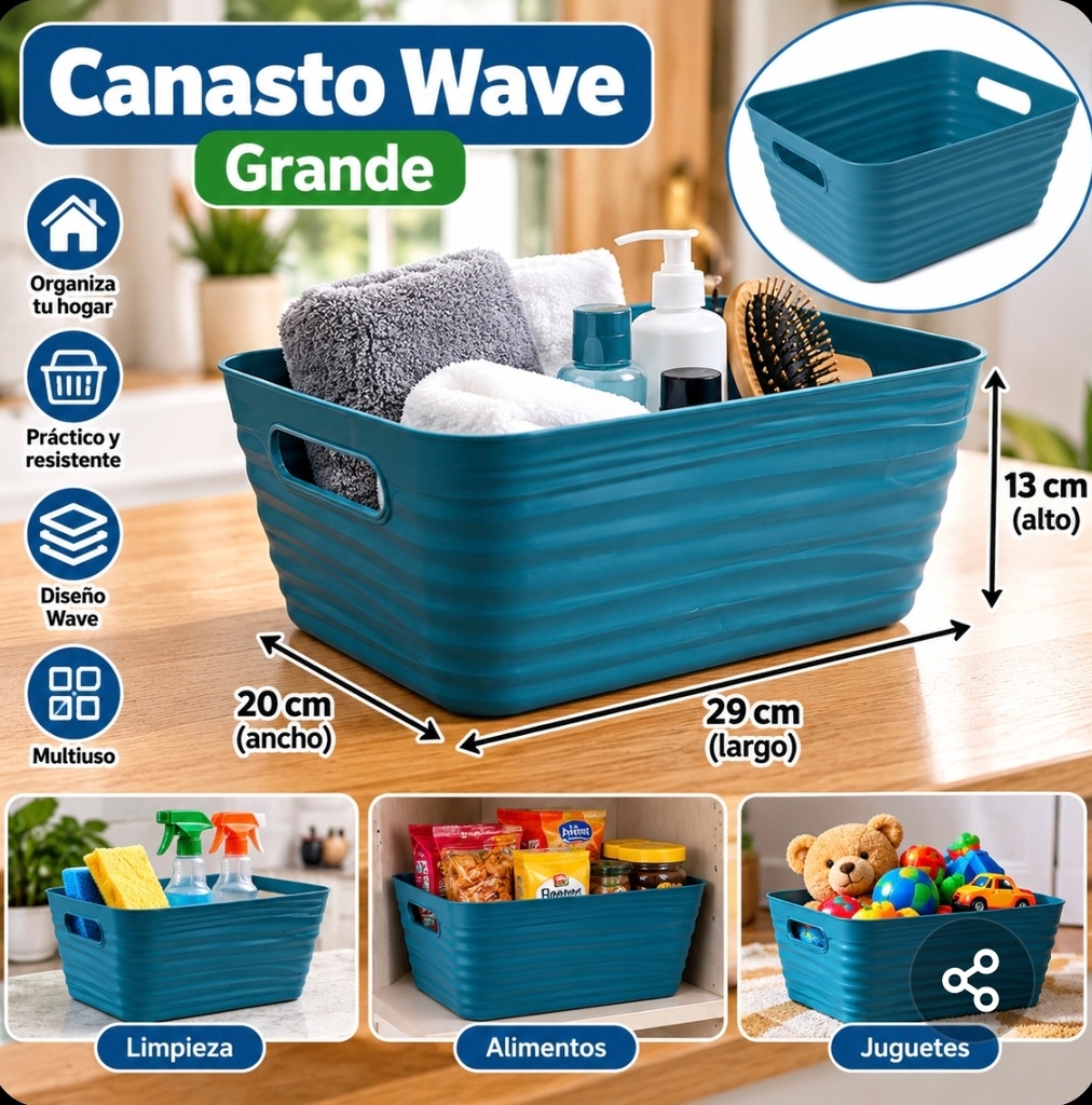CANASTO WAVE CON MANIJA MEDIANO 7 LTS DA242A