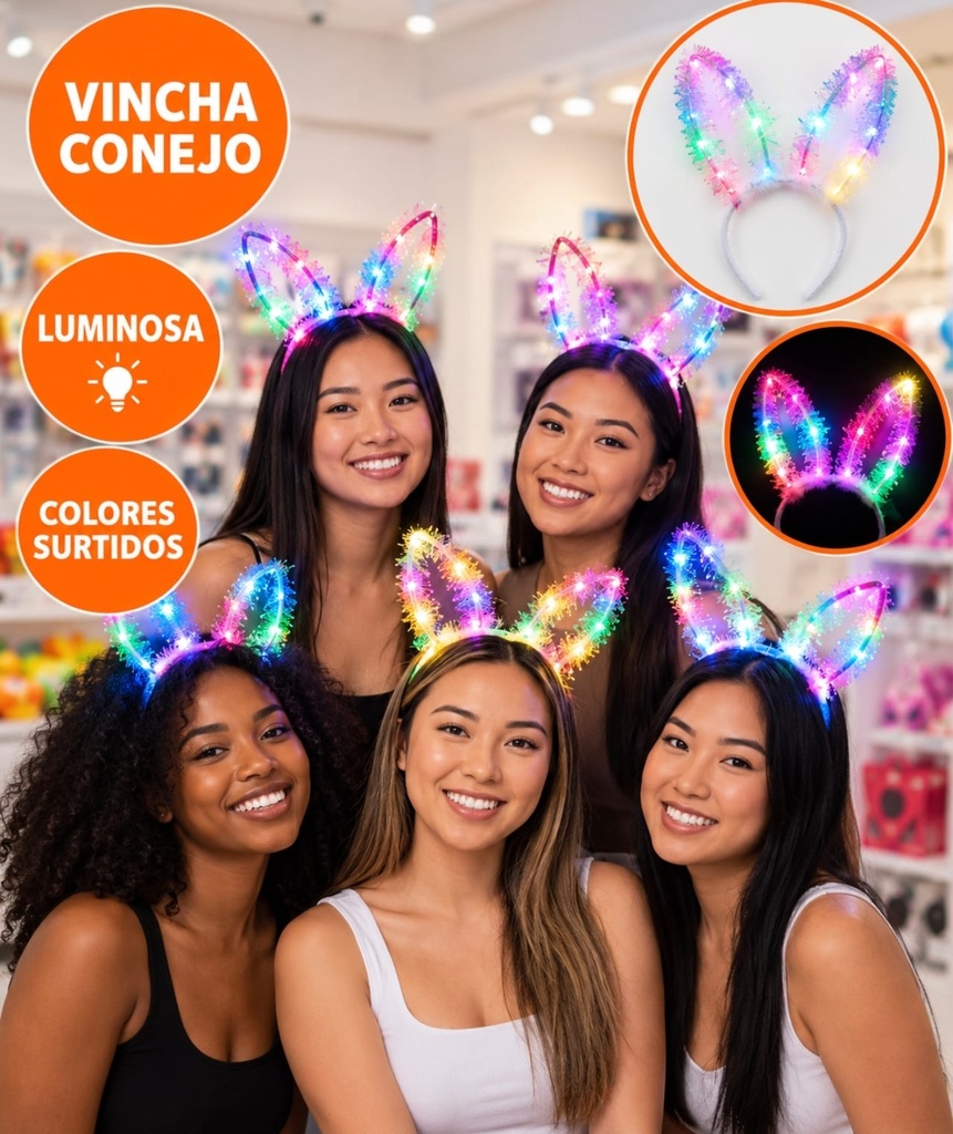 VINCHA CONEJO  CON LUZ LED GS-23007