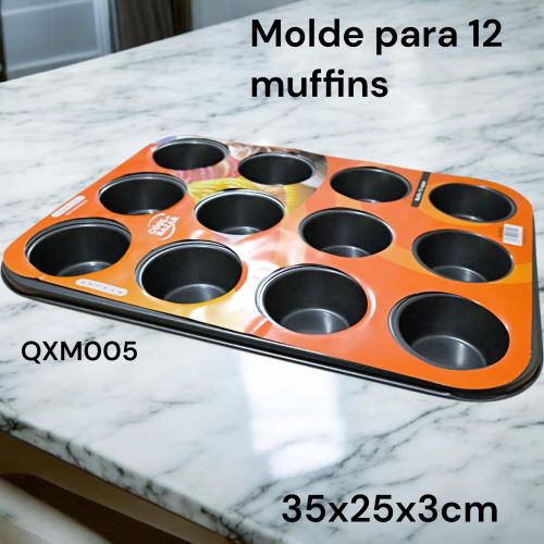 MOLDE PARA MUFFIN X12 ANTIADHERENTE COOL BAZAR QXM005