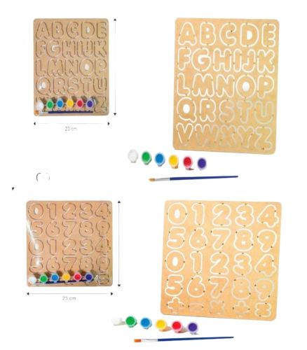 SET DE ARTE PLACA MDF 24X23 ABECEDARIO Y NUMEROS RKJ061 RKJ062