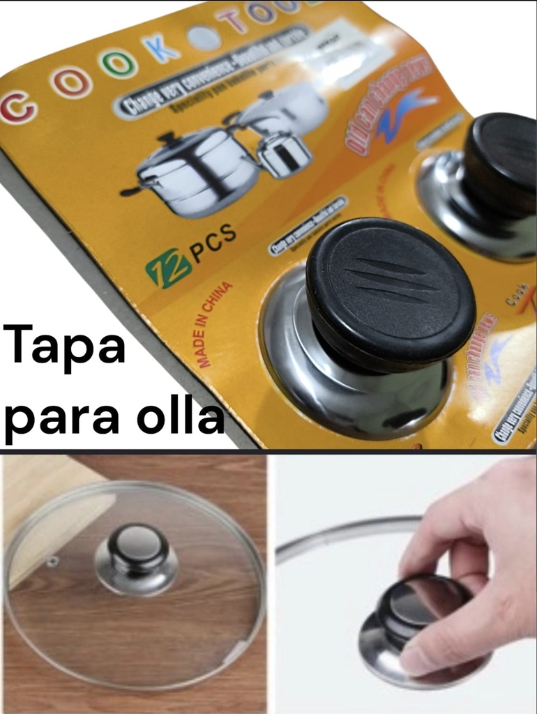 MANGO PARA TAPA DE OLLA PLASTICO NEGRO CTL12 EN BLISTER C/U