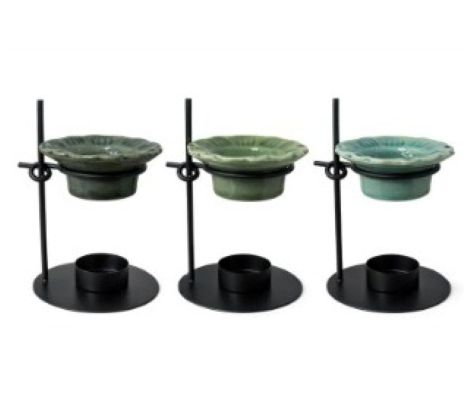 HORNITO FLOR DE CERAMICA EN RACK METALICO 14X10CM MF 35023