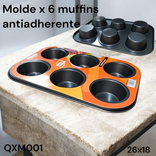 MOLDE PARA MUFFINS X 6 ANTIADHERENTE QXM001