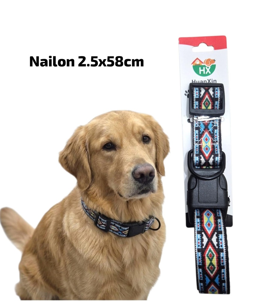 COLLAR DE NAILON PARA PERROS MEDIANOS 2.5X58CM ESTAMPADO COC 23-371 HUANXIN