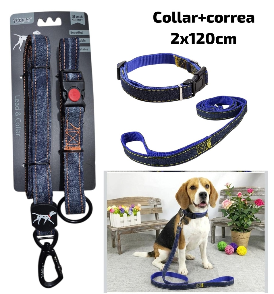 COLLAR CON CORREA JEAN PERRO MEDIANO 2X120CM 23-499C