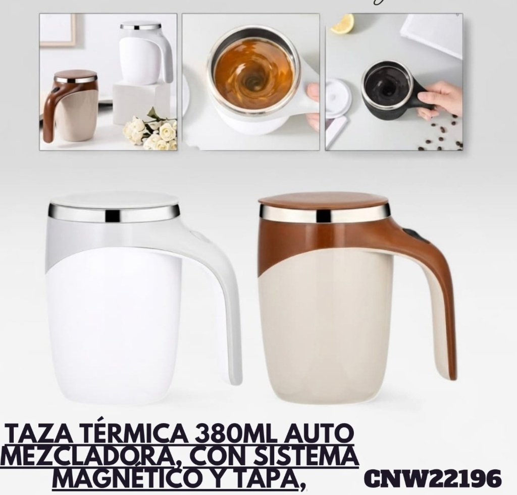 TAZA TERMICA 380ML MEZCADORA TAPA MAGNETICA CNW22196