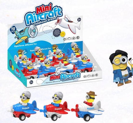 AVION MINI A FRICCIÓN MINIONS 10X10CM EN EXIBIDOR X12 PRECIO UNITARIO