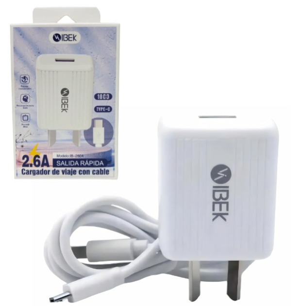CARGADOR IBEK 2.6A TIPO C IB-2604