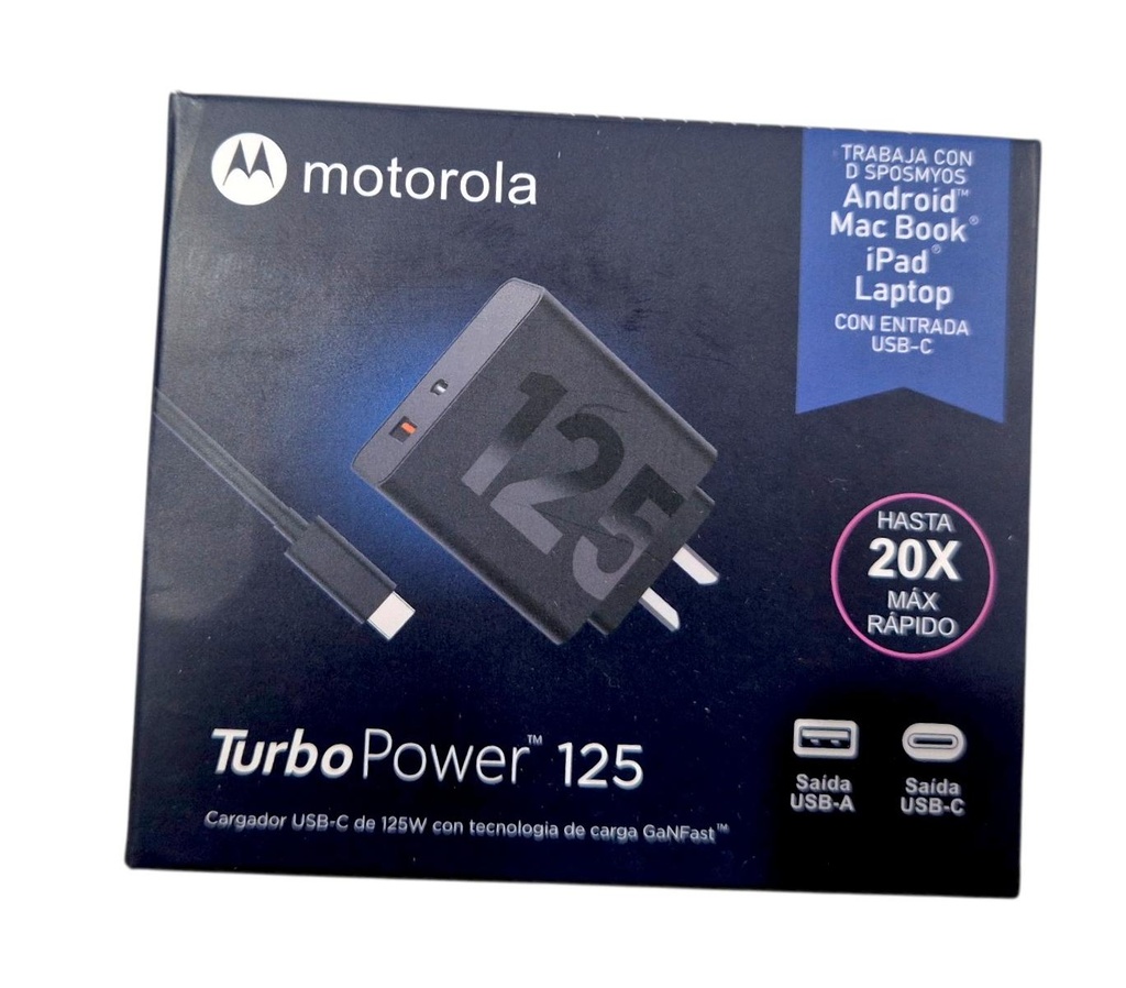 CARGADOR MOTOROLA 125W SALIDA USB Y TIPO C