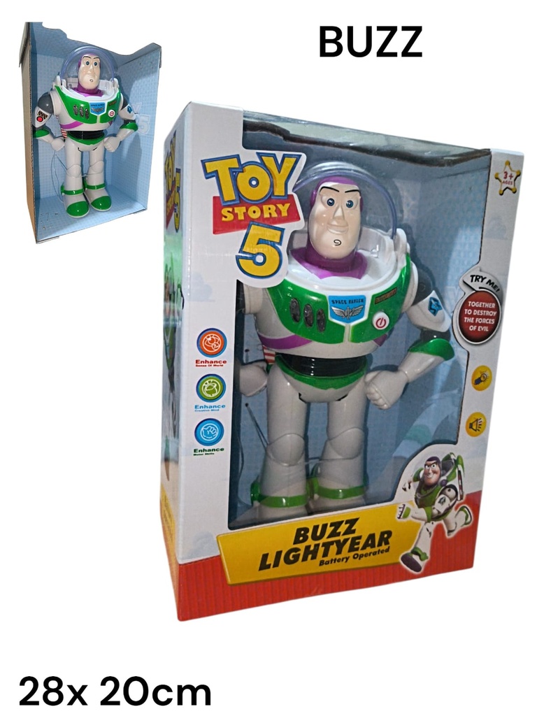 MUÑECO BUZZ TOY STORY 5 A PILA LUZ Y SONIDO GRANDE
