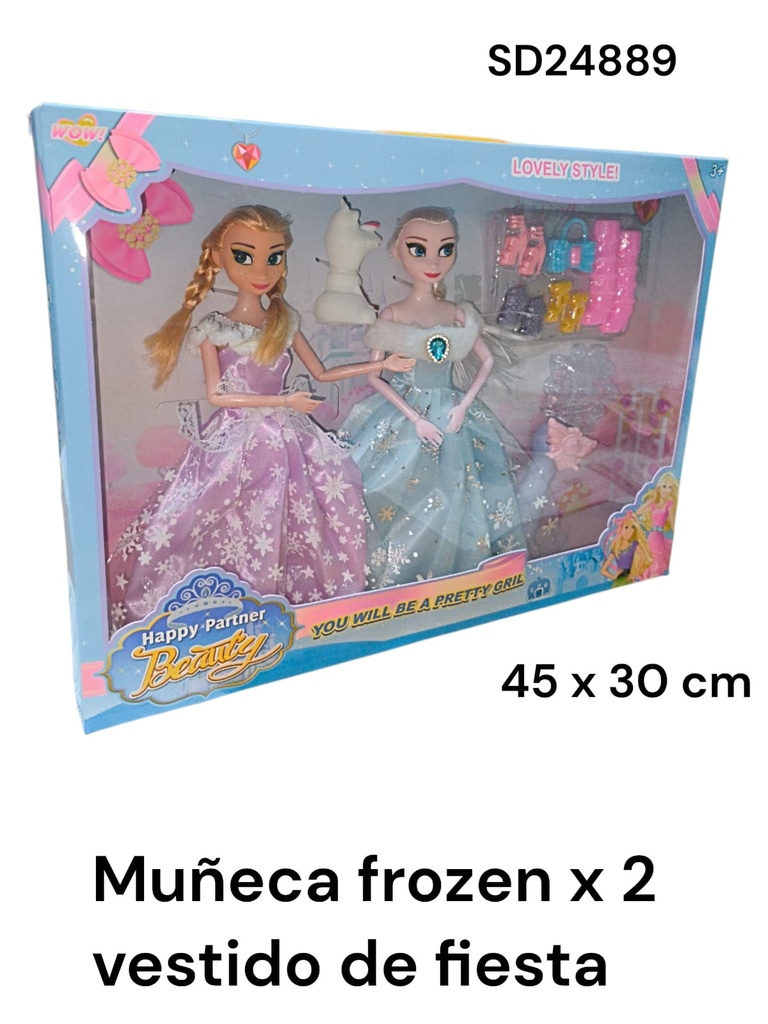 FROZEN EN CAJA X 2 CON VESTIDOS DE FIESTAS Y ACCESORIOS SD24889
