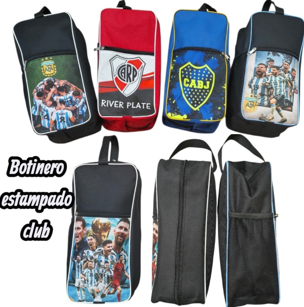 BOTINERO CORDURA ESTAMPADO EQUIPOS 2 CIERRES Y 1 BOLSILLO PORTA BOTELLA 47013