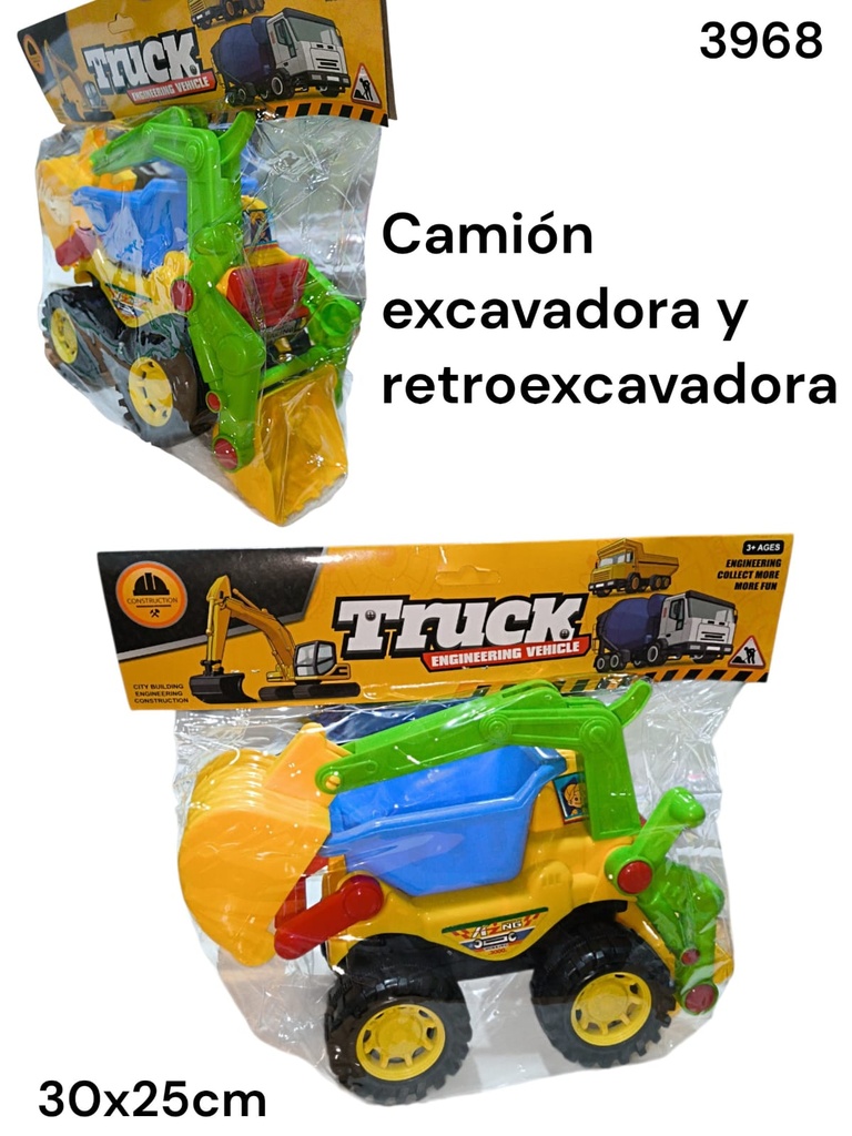 CAMION VOLCADOR CON RETO Y PALA EXCAVADORA EN BOLSA COD3968 ENGINEERING VEHICLE