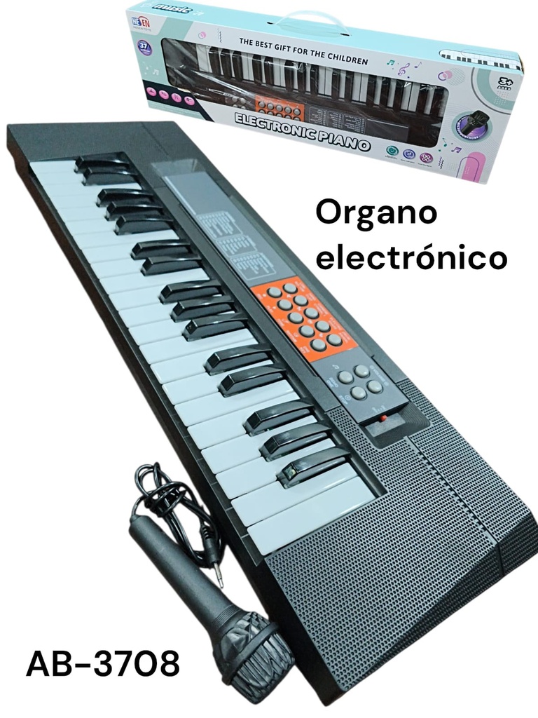 ORGANO ELECTRICO A PILA CON MICROFONO AB-3708 GRANDE