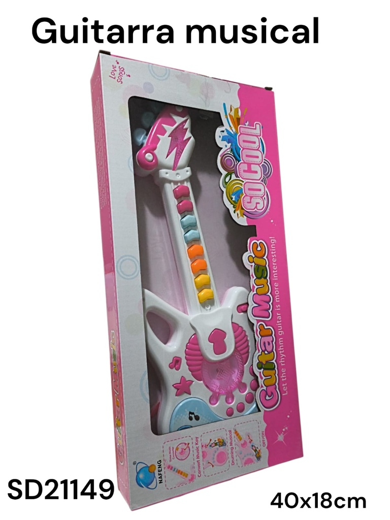 GUITARRA MUSICAL A PILA CON LUZ Y SONIDO SOCOOL EN CAJA SD211149