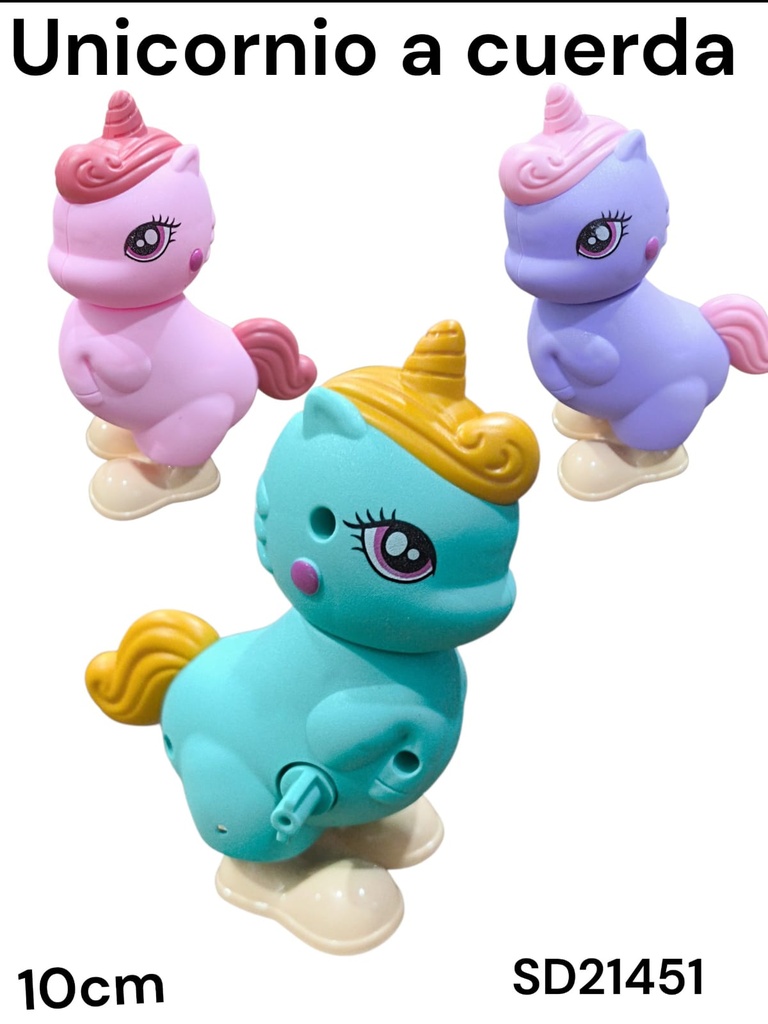 UNICORNIO A CUERDA PASTEL 10 CM SD21451