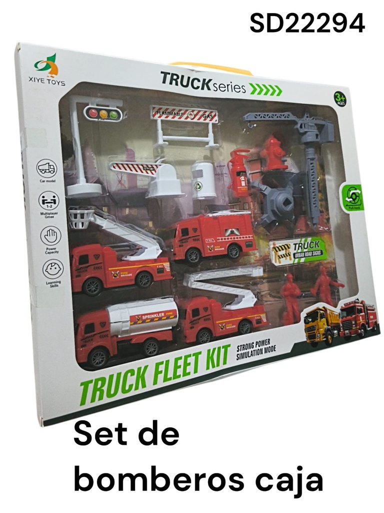 SET DE BOMBEROS EN CAJA VEHICULOS Y ACCESORIOS FLEET KIT SD22294