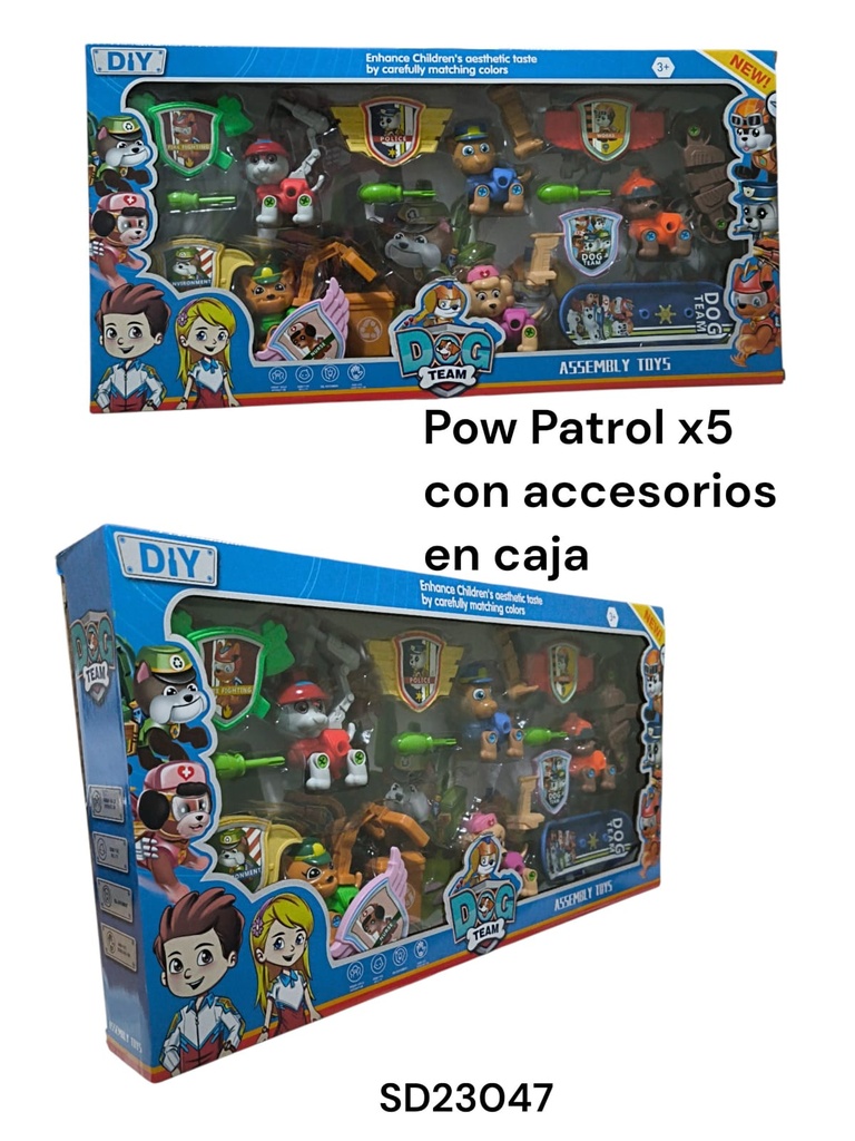 POW PATROL X 5 EN CAJA CON ACCESORIOS DOG SD23047