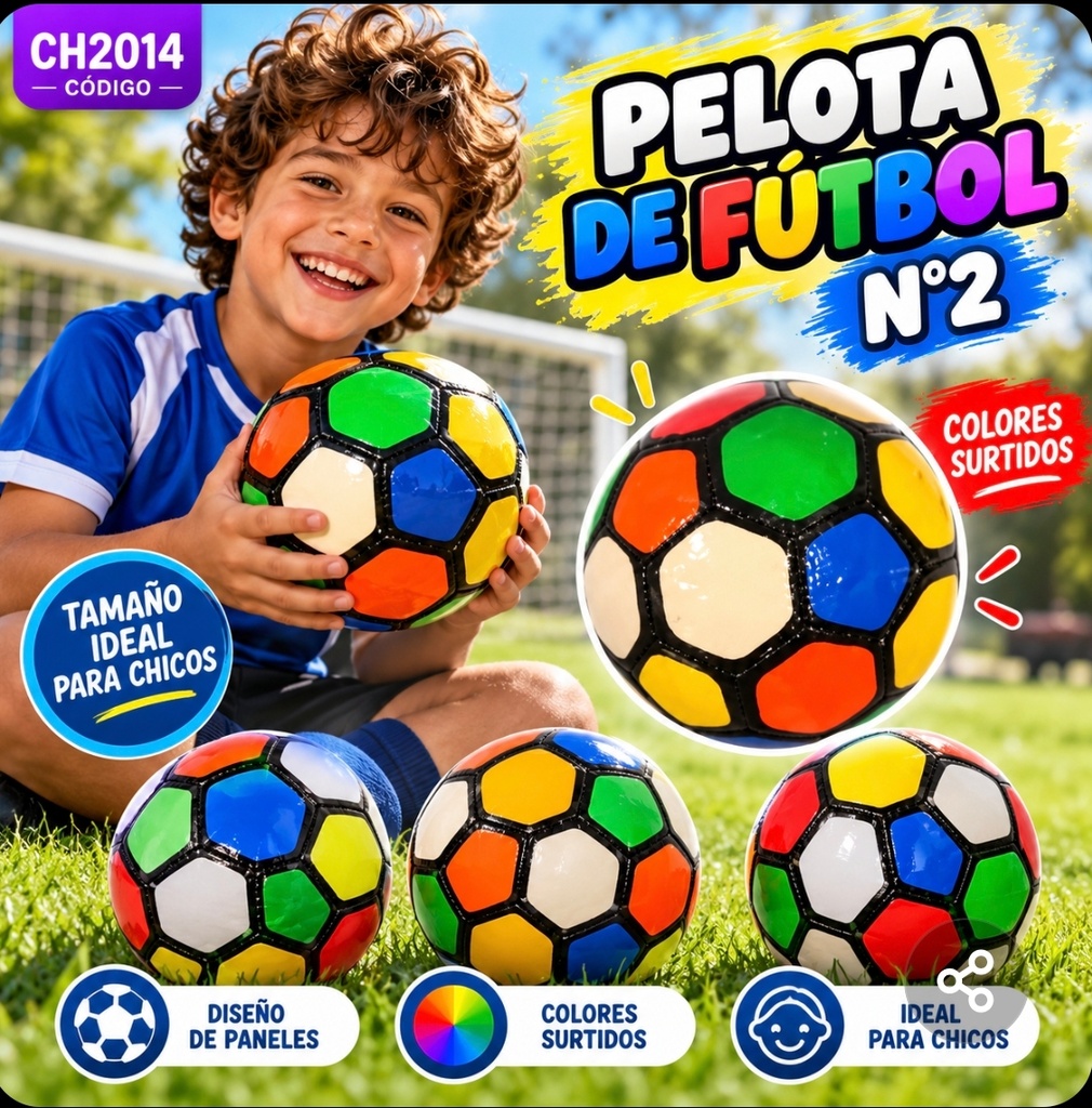 PELOTA DE CUERO NRO 2 MULTICOLOR CH2014