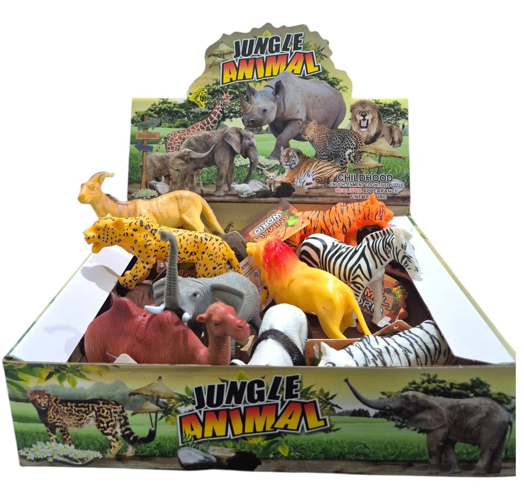 ANIMALES SALVAJES SURTIDOS DE PLASTICO EN CAJA X12 10CM JY-26-190
