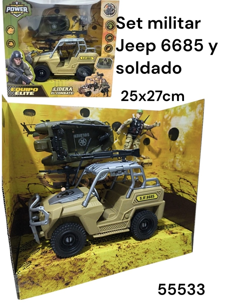 SET MILITAR JEEP GRANDE 6685 BOTE Y SOLDADO EN CAJA EQUIPO ELITE 25X27CM 55533