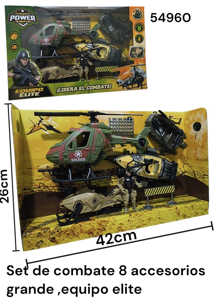 SET DE COMBATE MILITAR CON VEHICULOS DE COMBATE EN CAJA 42X26X8 CM EQUIPO ELITE 54961