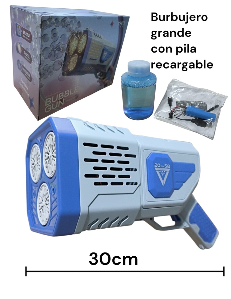BURBUJERO A PILA RECARGABLE GRANDE EN CAJA 24X19CM
