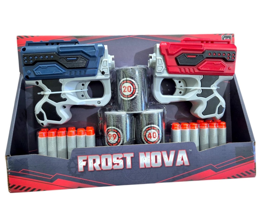 PISTOLA LANZA DARDOS X 2 CON BLANCOS C/ 24 DARDOS FROST NOVA SDD1095