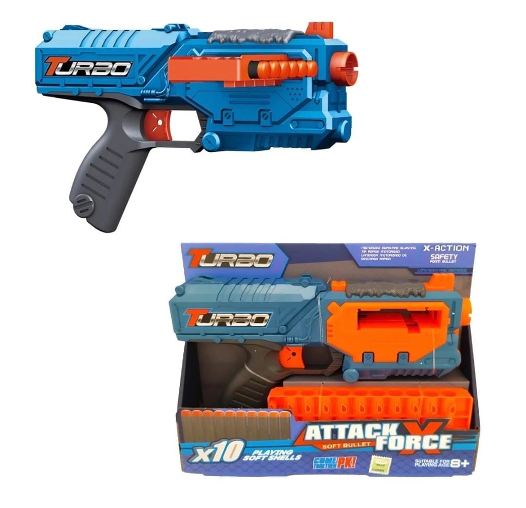 PISTOLA LANZA VENTOZAS X10 30X22CM ATTACK FORCE JY-25-638