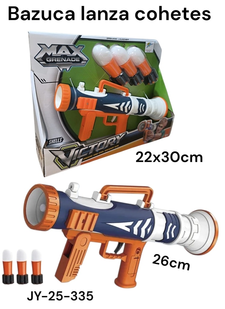 BAZOCA LANZA COHETE VICTORY EN CAJA CON 3 CARTUCHO JY-25-335