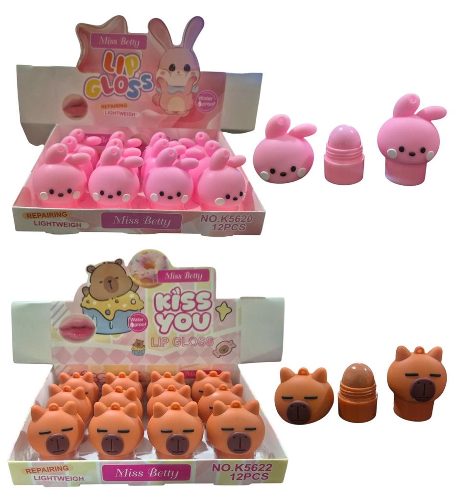 BALSAMO LIS GLOSS CONEJITO/ CAPIBARA/OSITO WATERPROOF MISS BETTY  K5620 K5622 K5621