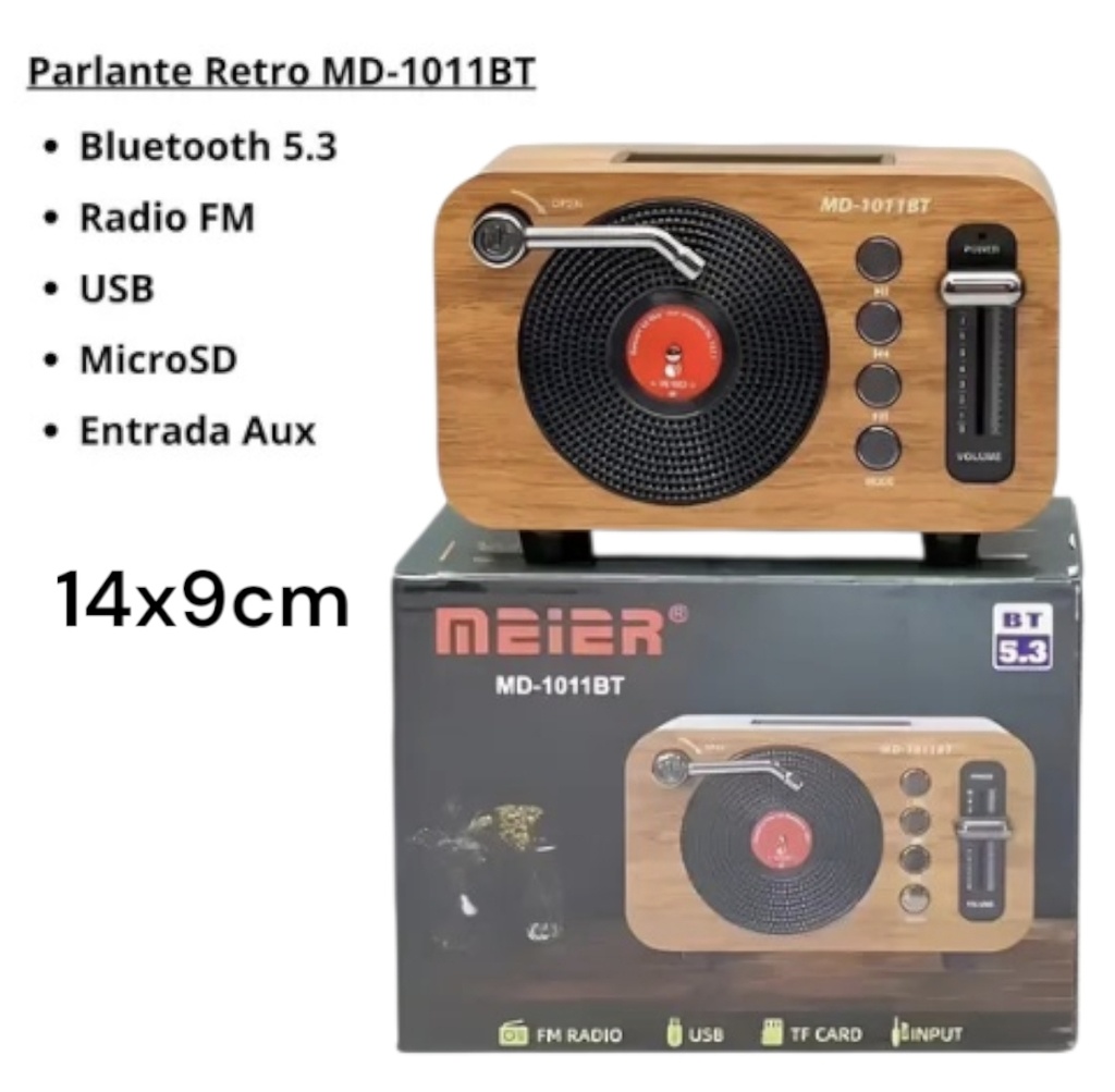 RADIO PARLANTE BLUETOOHT RETRO MEIER MD-1011BT