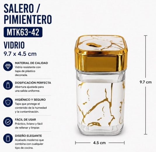 SALERO/PIMENTERO DISEÑO MARMOL 9.7X4.5CM MTK63-42