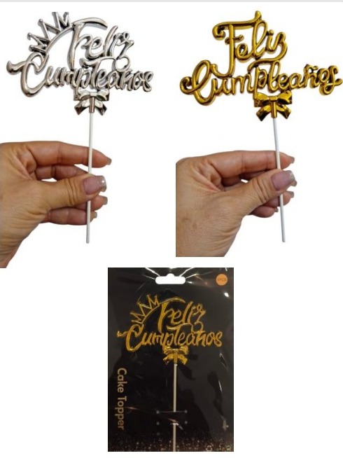 CAKE TOPPER FELIZ CUMPLEAÑOS CON MOÑO NC6729
