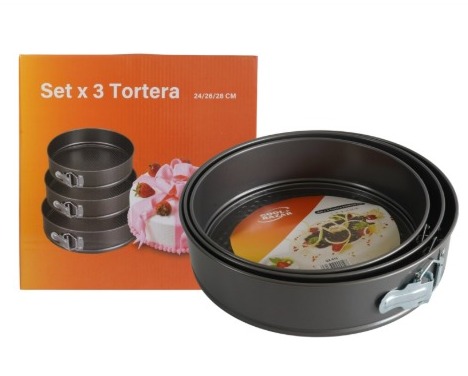SET X3 TARTERAS DESMONTABLES REDONDAS 24/26/28CM QX010