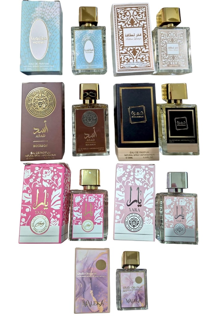 PERFUME ARABE 30ML BOTELLA RECTANGULAR MODELOS VARIOS