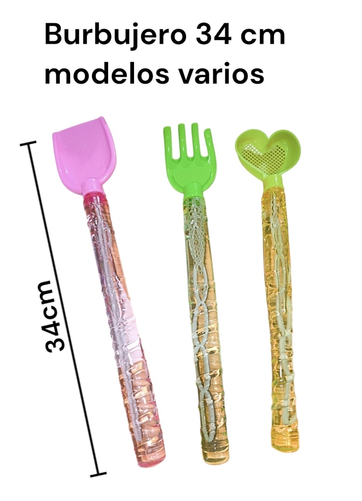 BURBUJERO RASTRILLO ,PALA, CORAZON, 34 CM