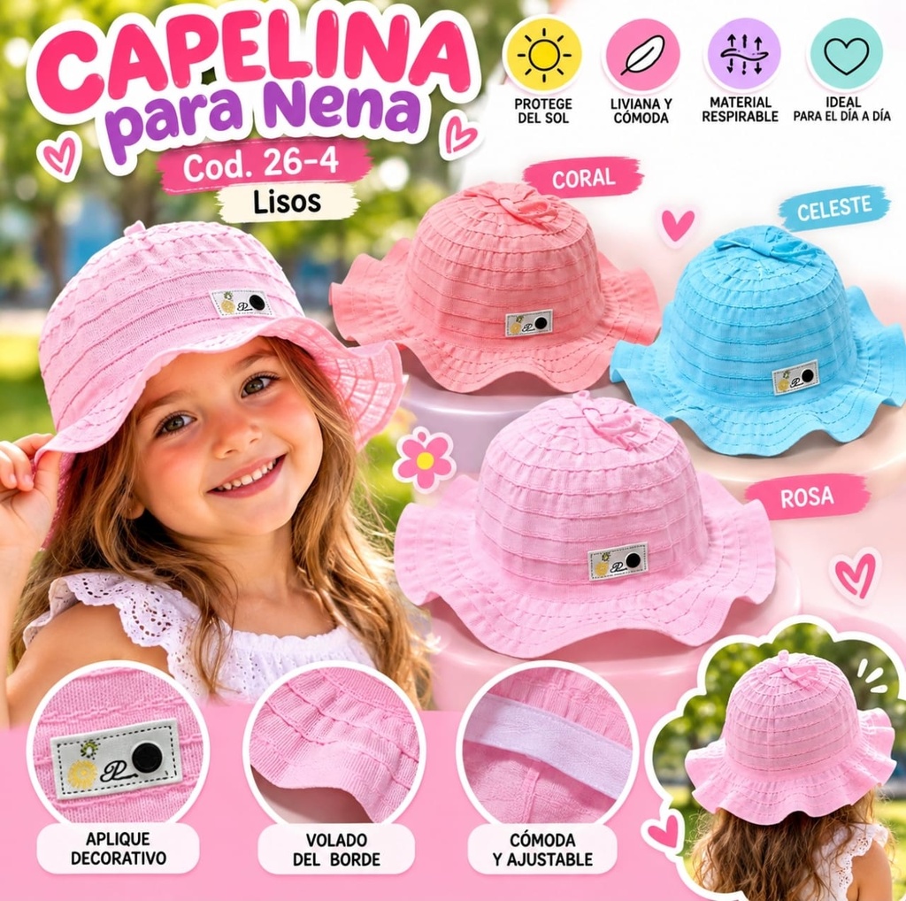 CAPELINA NENA TELA CON VOLADO COLORES LISOS COD 26-4