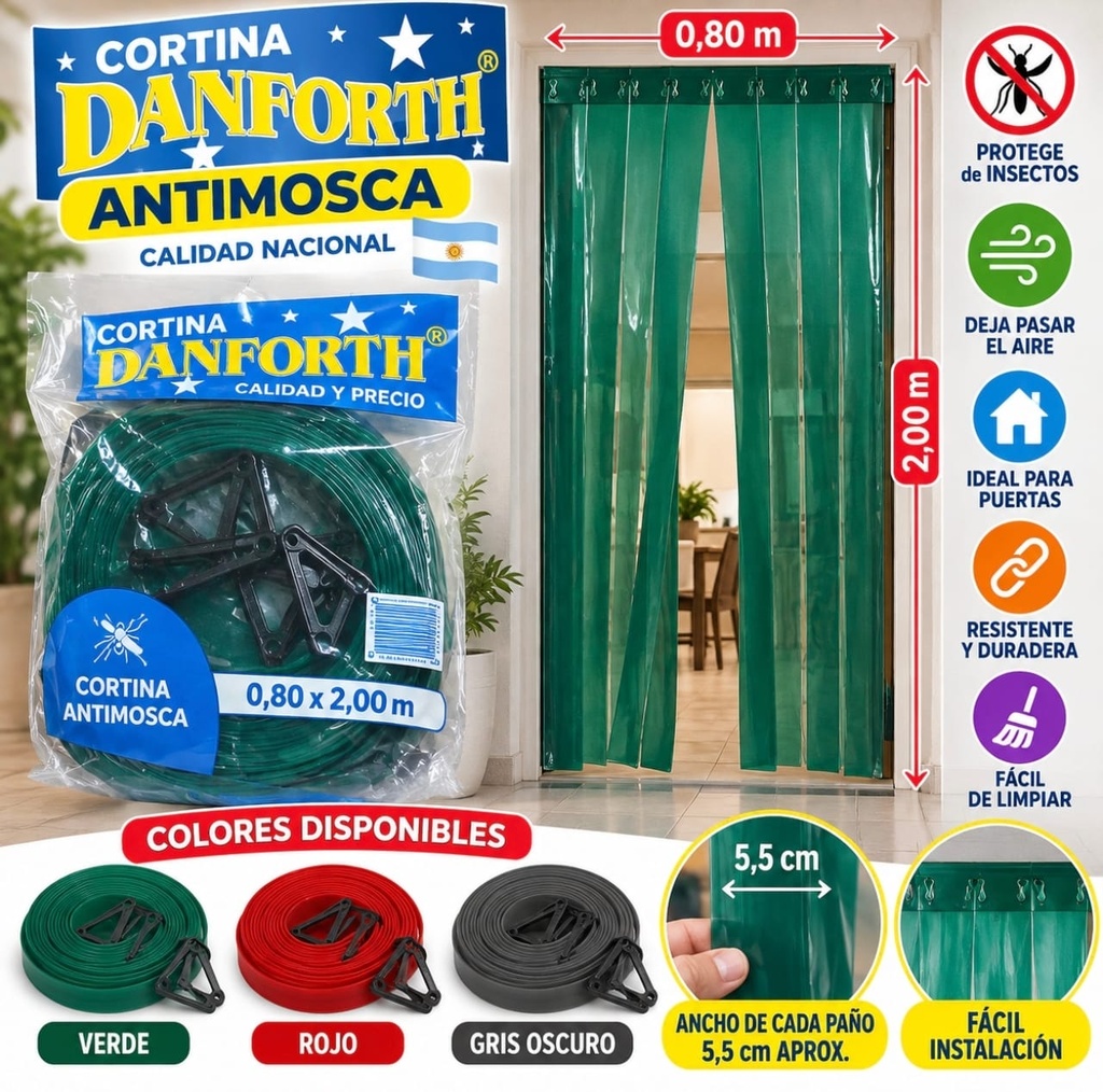 CORTINA ANTIMOSCA PESADA 0.80 X 2.00MTS DANTFORTH CLASICA