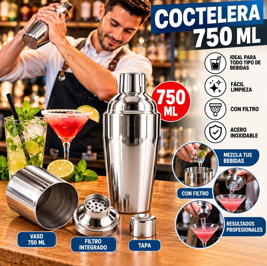COCTELERA 750 ML DE ACERO NC6851