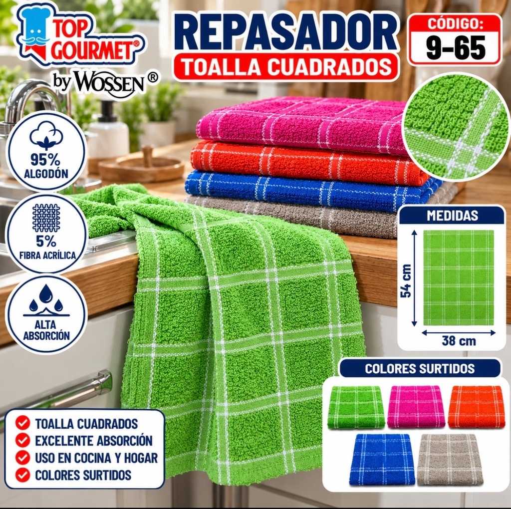 REPASADOR TOALLA 95% ALGODON WOSSEN ART 9-65 54X38CM